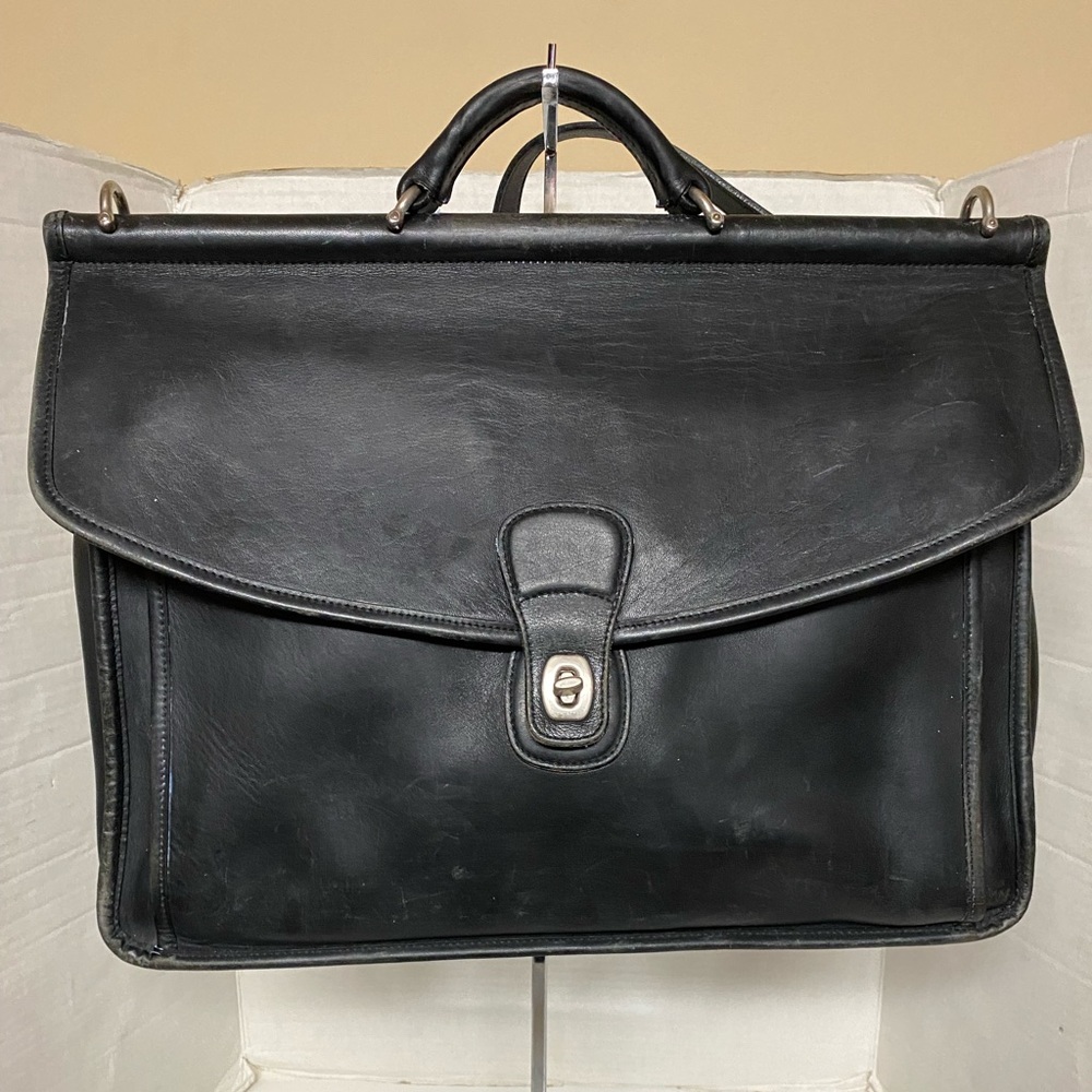 Vintage Black Leather Coach Beekman 5266 Messenger Laptop Briefcase Bag - Picture 2 of 16